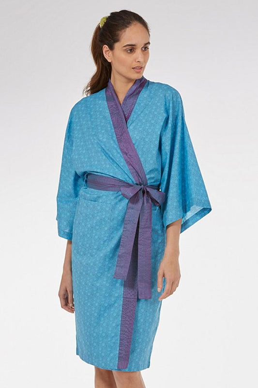 Blue Mini Orchid Kimono Robe