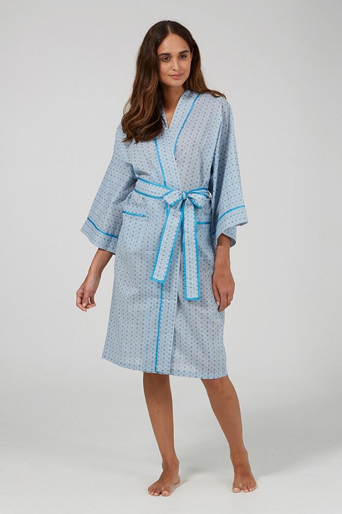 Blue Tile Kimono Robe