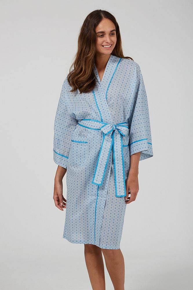 Blue Tile Kimono Robe