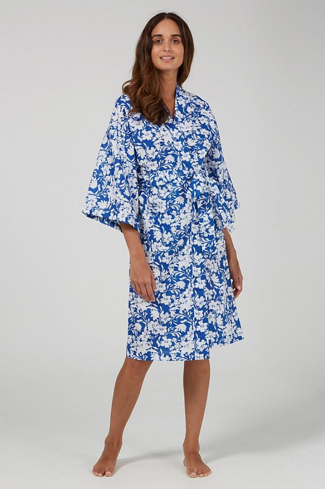 Blue Tropical Kimono Robe