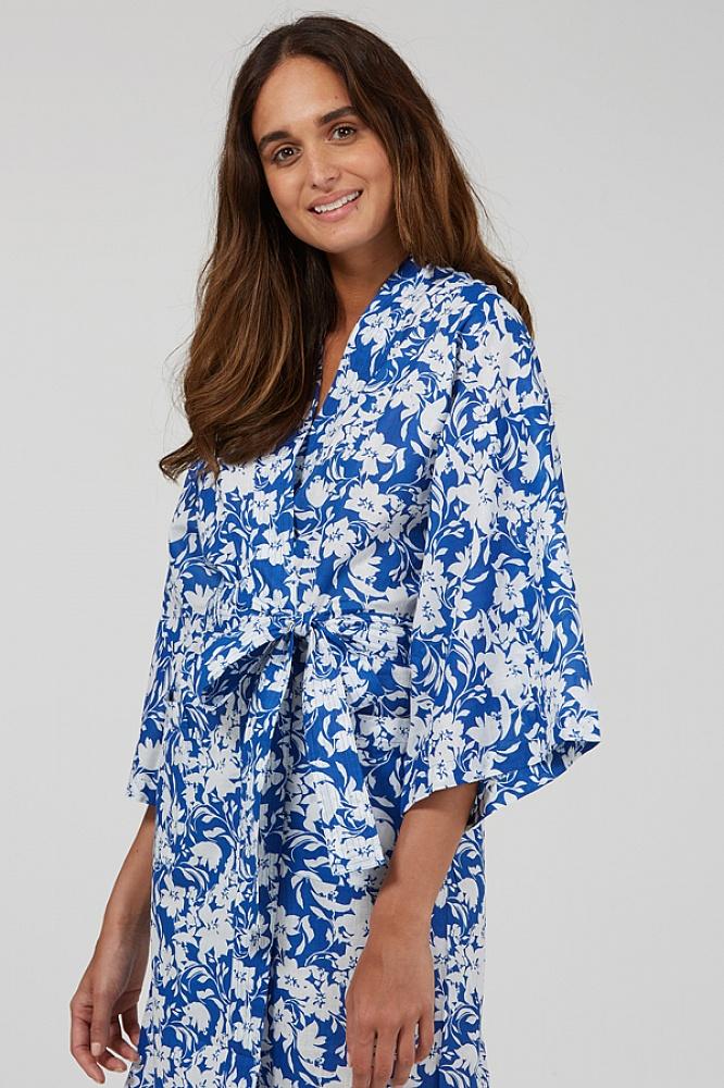 Blue Tropical Kimono Robe