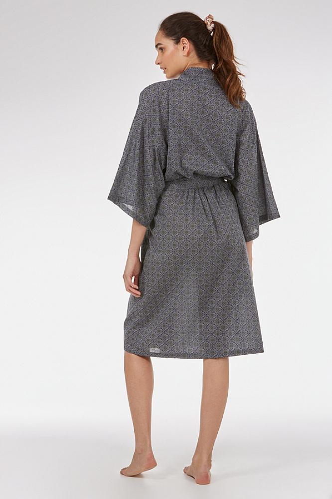 Grey Baroque Tile Kimono Robe