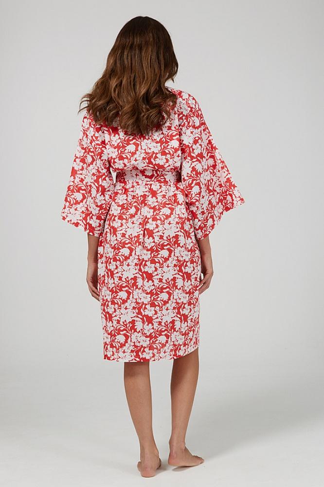 Red Tropical Kimono Robe