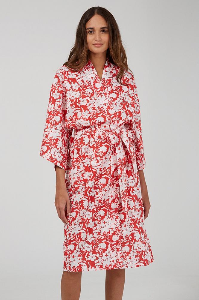 Red Tropical Kimono Robe